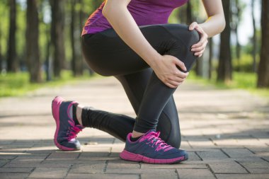 Asian woman runner hold Knee Pain ,Human Leg clipart