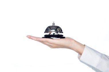 Hizmet bell, tutan kadın el resepsiyonist