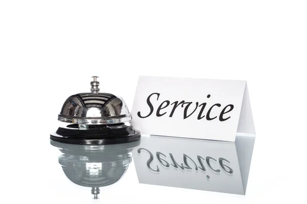 Service bell on the Check in desk with service sign — Stock Photo, Image