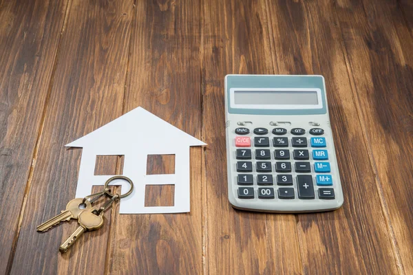 Mortgage Calculator, house and key with Calculator — Stock Photo, Image