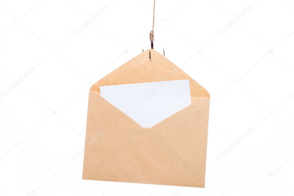 Airmail Phishing, fishing hook and letter