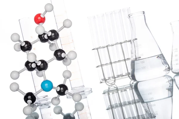 Estructura molecular y vaso de precipitados —  Fotos de Stock