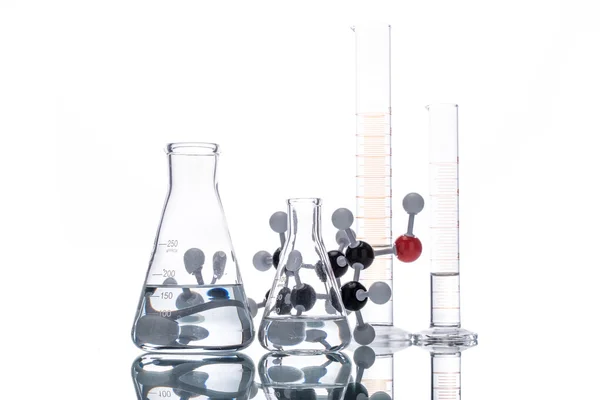 Moleculaire structuur en Beaker — Stockfoto