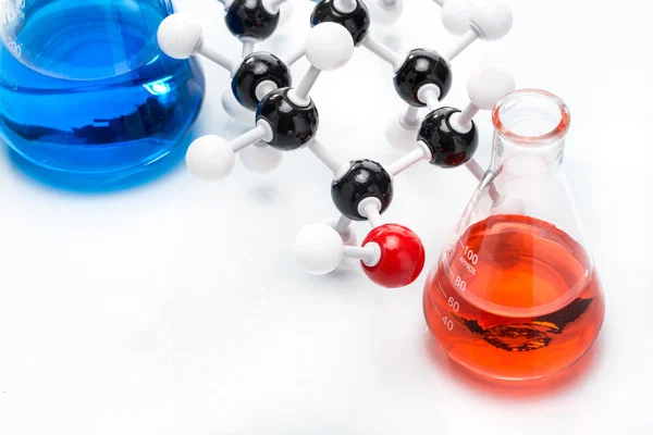 Struktury molekularnej i kolorowy płyn — Zdjęcie stockowe