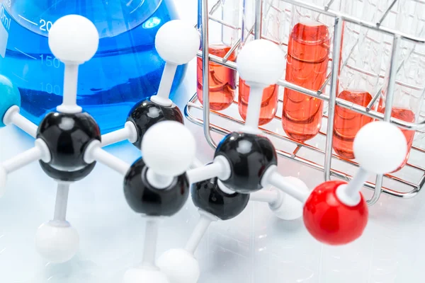 Struktury molekularnej i kolorowy płyn — Zdjęcie stockowe