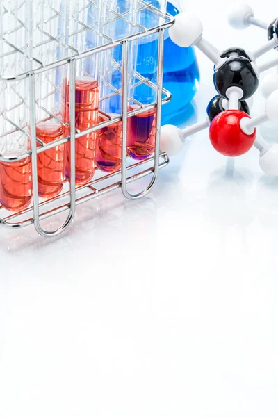 Molecular Structure and colorful liquid — Stock Photo, Image