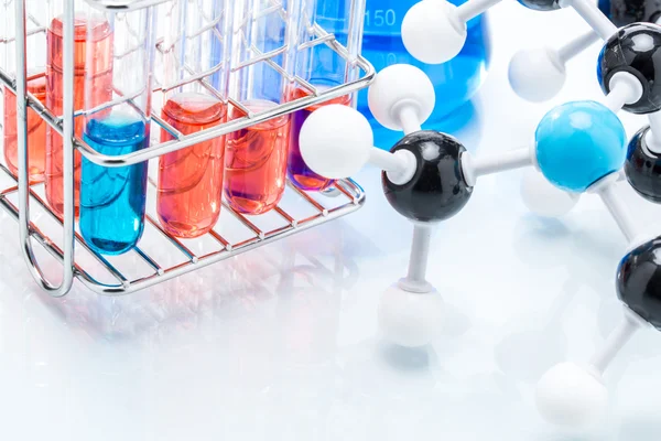 Molecular Structure and colorful liquid — Stock Photo, Image