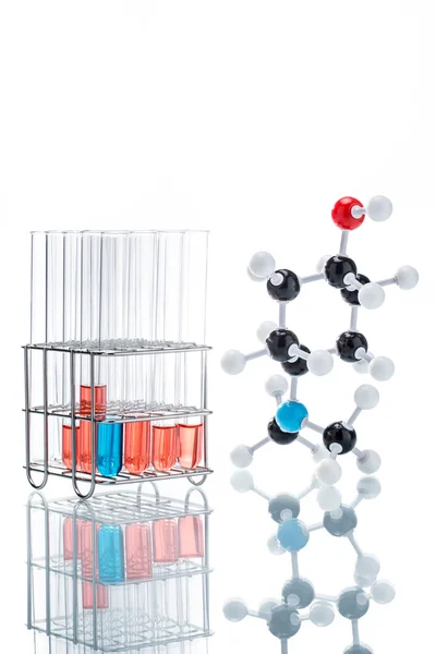 Moleküler yapısı ve sıvı Test tüpü içinde — Stok fotoğraf