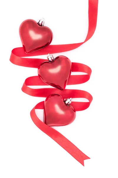 Celebrate Valentine's Day, hearts and red ribbon Stock Image