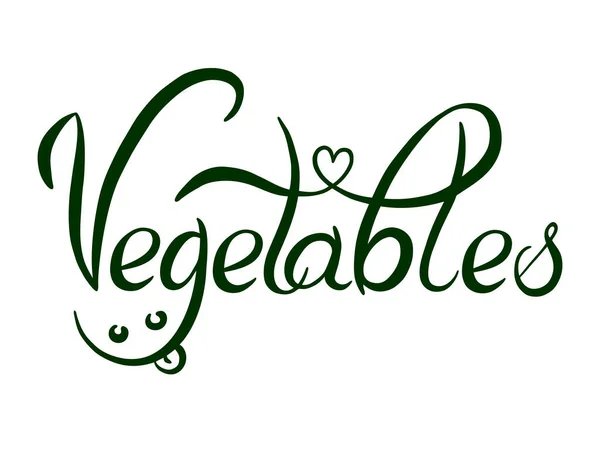 Handritade grönsaksbrev. Söt vektorillustration. Ikon, ekologisk logotyp och etiketter, etiketter — Stock vektor