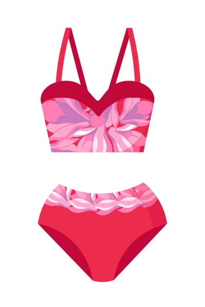 Moderigtigt Badedragt Til Kvinder Bikini Med Print Magnolia Blomster Isoleret – Stock-vektor