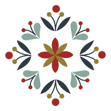 Yumuşak kış renkleriyle zarif İskandinav çiçek süsü ve stilize taç yaprakları mevsimsel tasarım, bayram baskıları, markalaşma, festival sanatları projeleri Düz vektör çizimi
