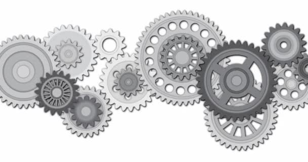 Seamless loop animation of spinning grey gear on white background 4k — Stock Video