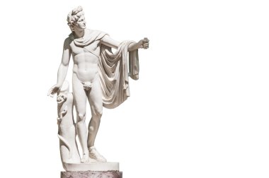 Statue of Apollo Belvedere isolated on white clipart