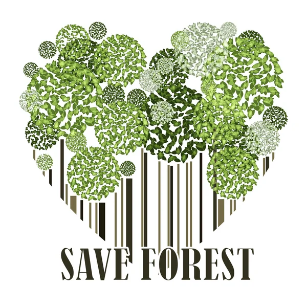 Rädda skogen ekologi gröna vykort — Stock vektor