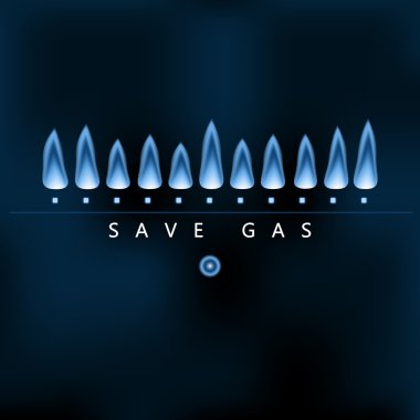 Save gas, blue gas flame, energy saving clipart