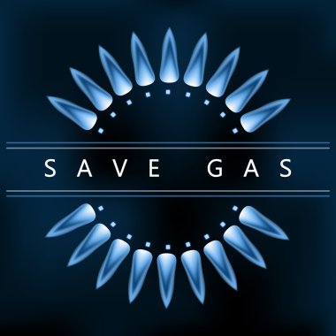 Save gas, blue gas flame, energy saving clipart