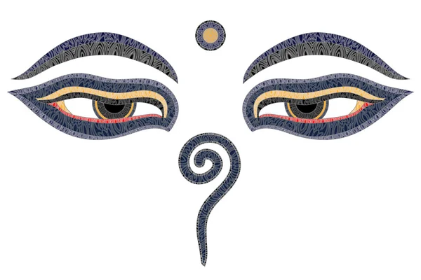 Buda ojos, Nepal, símbolo de sabiduría e iluminación — Vector de stock