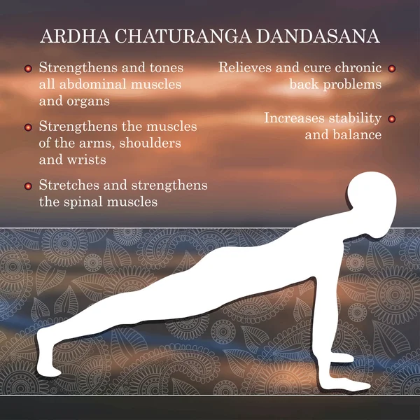 Yoga pose infographies, avantages de la pratique — Image vectorielle