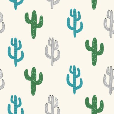 Kaktüslü hoş, pürüzsüz bir desen.