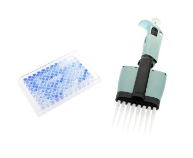 çok kanallı pipet 96 wells plaka üzerinde örnek test