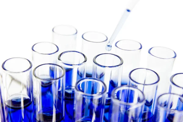 Multichannel pipette test sample on 96 wells plate — Stock Photo, Image