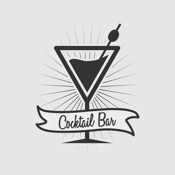 Modèle de logo ou d'étiquette pour bar à cocktails. Vecteur — Image vectorielle