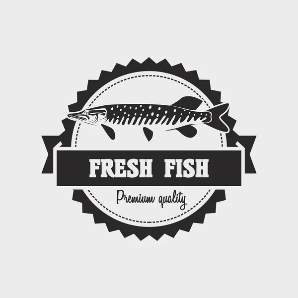 Etichetta di pesce fresco o logo modello di design su sfondo bianco — Vettoriale Stock