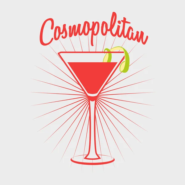 Cosmopolitan cocktail party glass design, logo — Stock Vector
