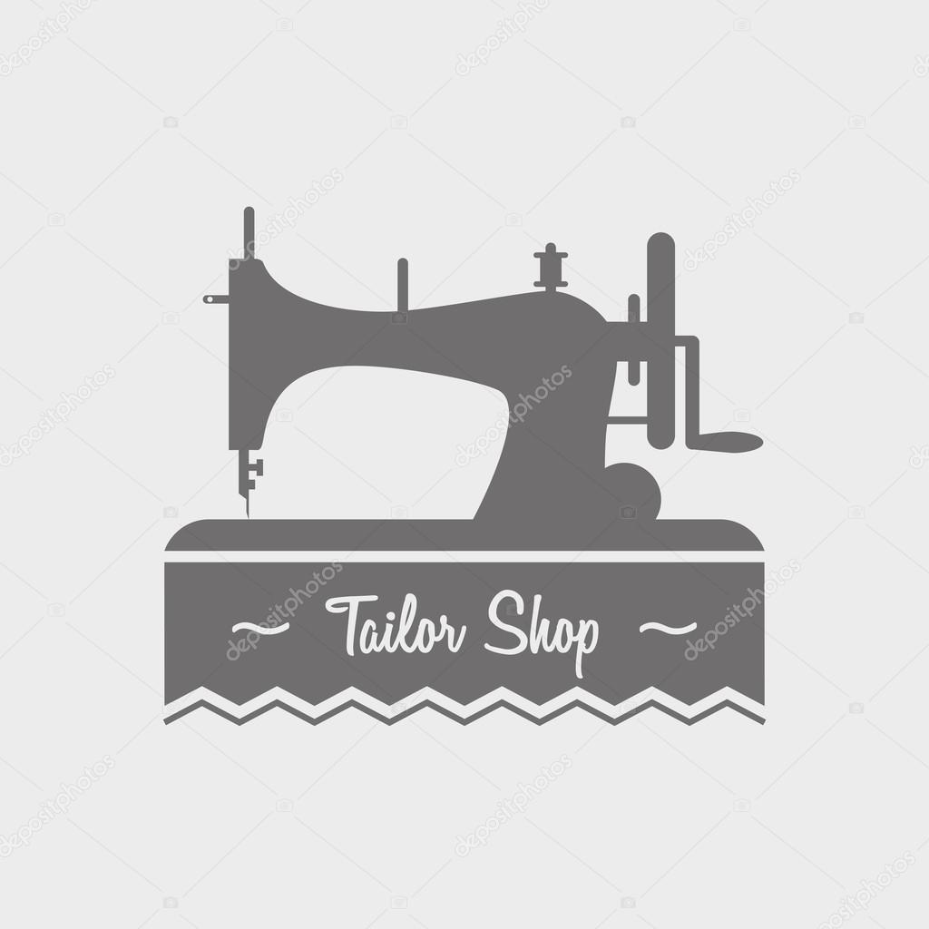 Needle and thread emblem. Sewing studio label, tailor shop a