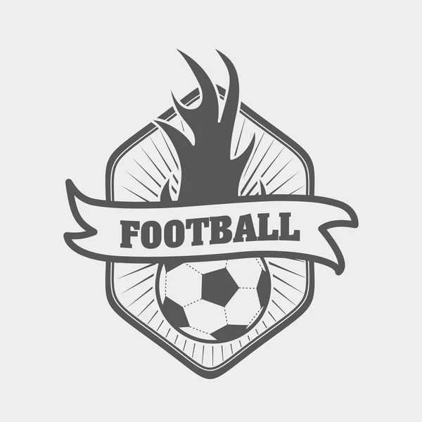 Voetbal of de voetbal logo, etiket of badge sjabloon met bal in brand — Stockvector