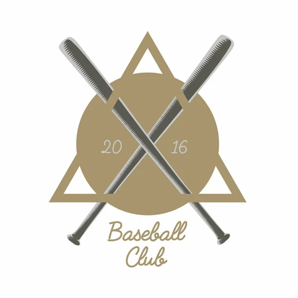 빈티지 야구 클럽 로고, 휘장, 배지 또는 디자인 요소 두 야구 방망이. 벡터 일러스트 레이 션 — 스톡 벡터
