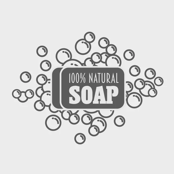 Natuurlijke zeep met schuim. Vector logo, etiket of teken sjabloon — Stockvector