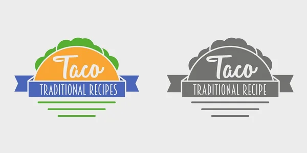 Taco's vector logo ontwerp. Mexicaanse restaurant of fastfood pictogram. Kan worden gebruikt om menu ontwerp, visitekaartjes, posters. Zwart-wit en kleur vectorillustratie. — Stockvector