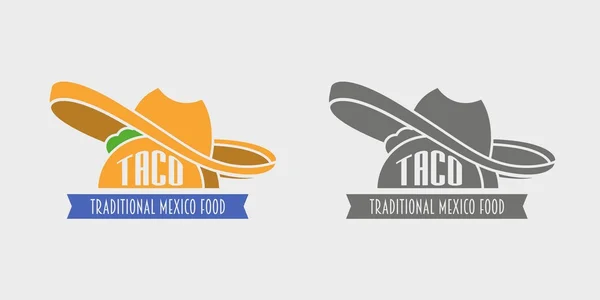 Modello di design del logo vettoriale Tacos. Ristorante messicano o icona del fast food. Illustrazione monocromatica e vettoriale a colori. Può essere utilizzato per progettare menu, biglietti da visita, manifesti . — Vettoriale Stock