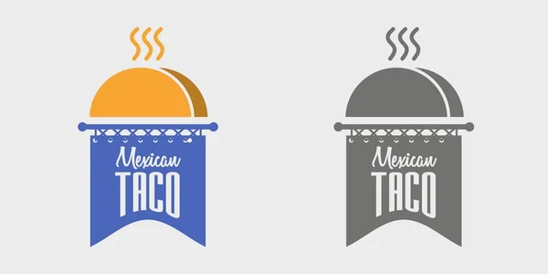 Mexická Taco logo vektorové ilustrace koncept. Slouží k design menu, vizitky, plakáty. Černé a bílé a barevné — Stockový vektor