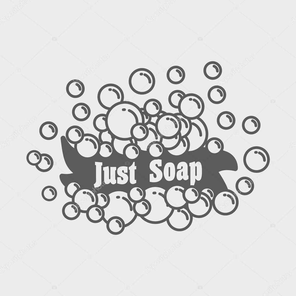Just soap logo or label concept with banner and foam