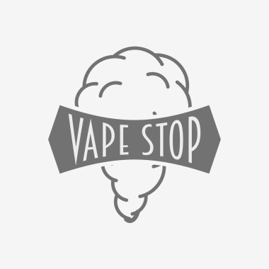 Vape mağaza rozeti, logo veya sembol tasarım konsepti beyaz arka plan üzerinde izole.