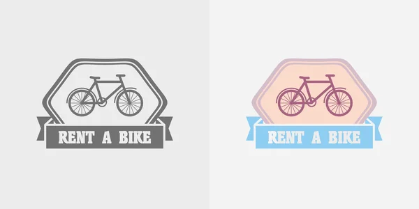 Logotipo de vetor de aluguel de bicicletas, rótulo ou modelo de design de crachá . —  Vetores de Stock