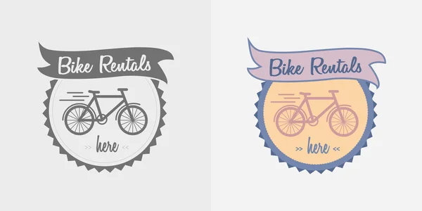 Logo vektor penyewaan sepeda, label atau templat desain lencana . - Stok Vektor