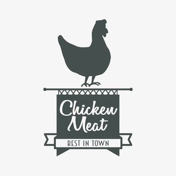 Logo daging ayam, label atau templat desain simbol diisolasi pada latar belakang putih - Stok Vektor