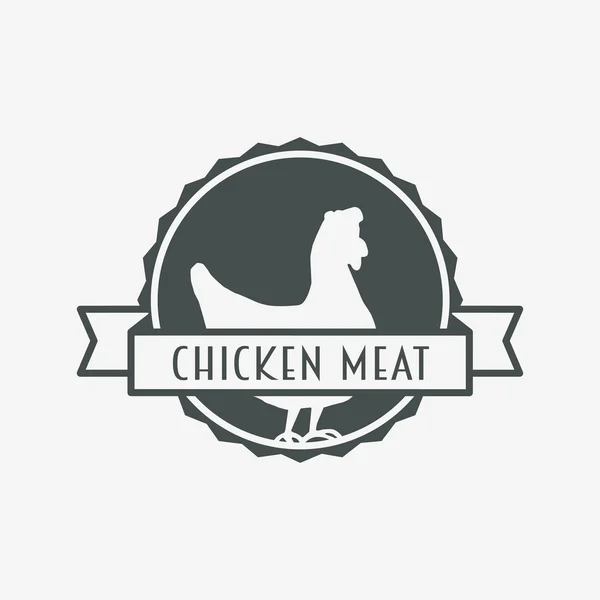 Plantilla de diseño de placa, logotipo o etiqueta de carne de pollo — Vector de stock