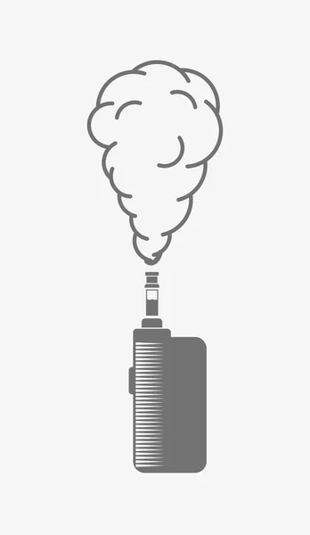 Vaping Box mod och Vapor moln vektor illustration isolerad på vit bakgrund. Kan användas för annonsering vape Shop, elektroniska cigaretter butik eller t-shirt Print. Svartvit design. — Stock vektor