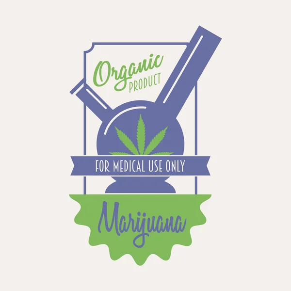 Conceito de logotipo de maconha medicinal. Distintivo de vetor Cannabis, rótulo ou modelo de logotipo com folha e bong — Vetor de Stock