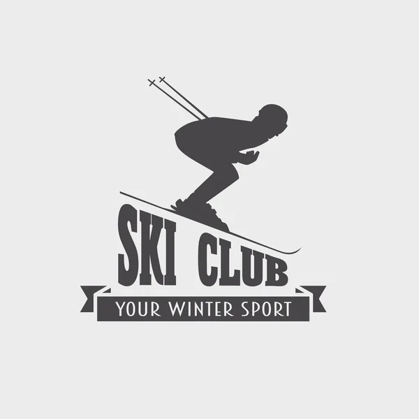 Logotipo, emblema, etiqueta o elemento vectorial de la estación de esquí y snowboard . — Vector de stock