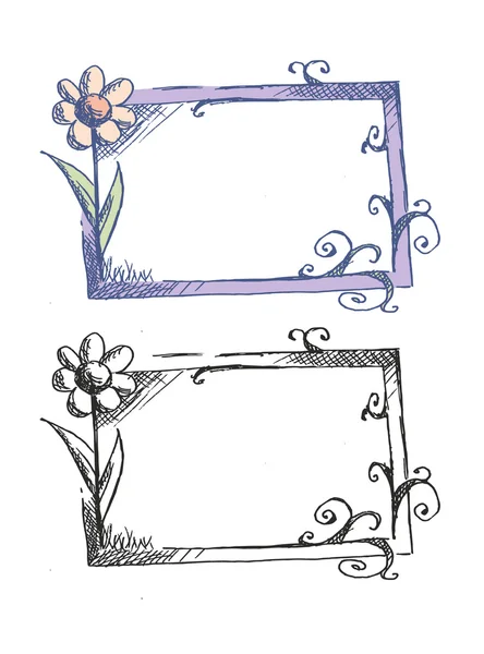 Rahmen mit Blumen (Vektorskizze) — Stockvektor
