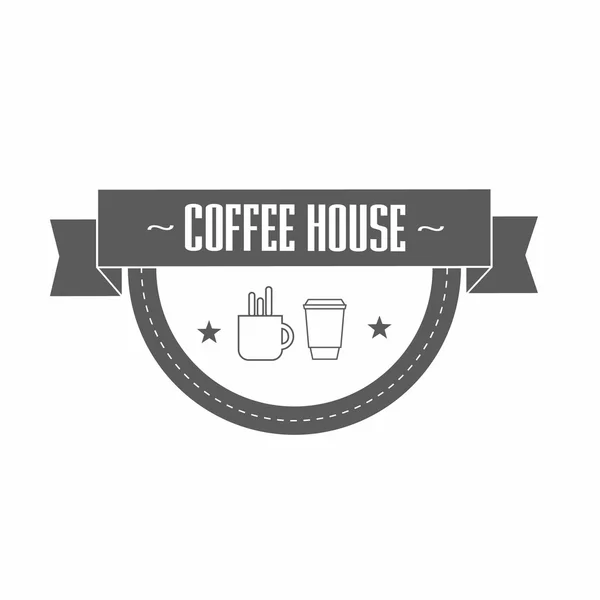 Πρότυπο λογότυπο γκρι καφέ με στυλιζαρισμένη φλυτζάνι και φλυτζάνι εγγράφου — Διανυσματικό Αρχείο