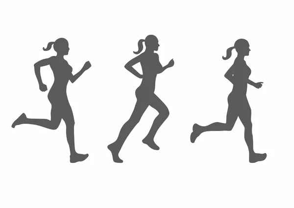 Silueta vectorial de la mujer corriendo — Vector de stock