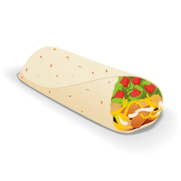 Un burrito savoureux isolé sur fond blanc — Image vectorielle