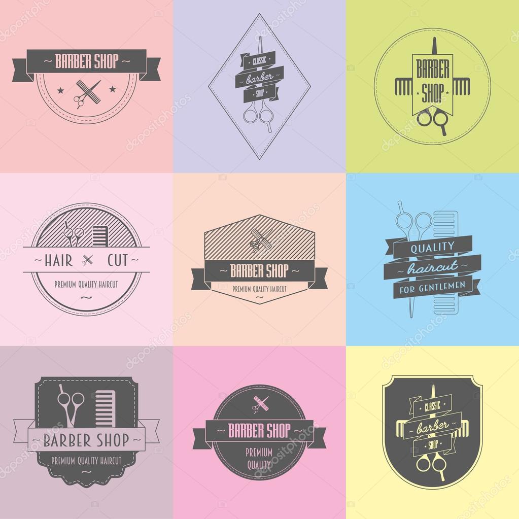 Set of barber and haircut logos collection made in vector. Badges, labels and design elements.